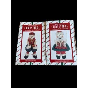Vtg 1996 House of Lloyd Christmas the World Grandpa Lloyd and Grannie Flo Bunny